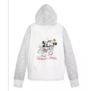 Disney White and Gray Hoodie with Mickey and Minnie Design
